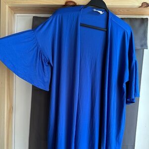 Oversized royal blue ruffle sleeve kimono/cardigan